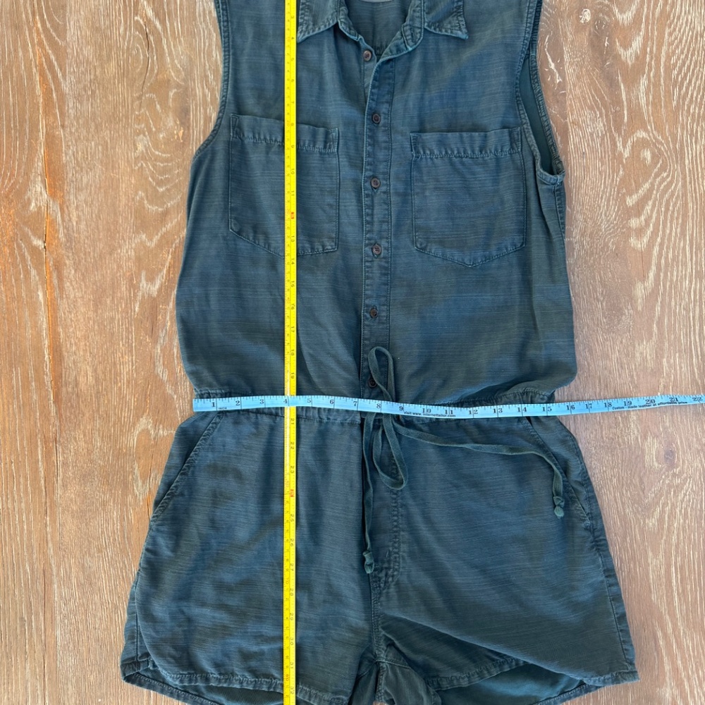 MOTHER denim sleeveless shorts romper w pockets  in Teal Size M - Picture 13 of 15